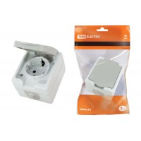 Розетка накладной с крыш IP54 1-е серый TDM 