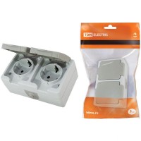 Розетка накладной с крыш IP54 2-е серый TDM